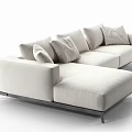 Modern Light Colored Sectional Sofa With Plush Cushions And Metal Legs Design