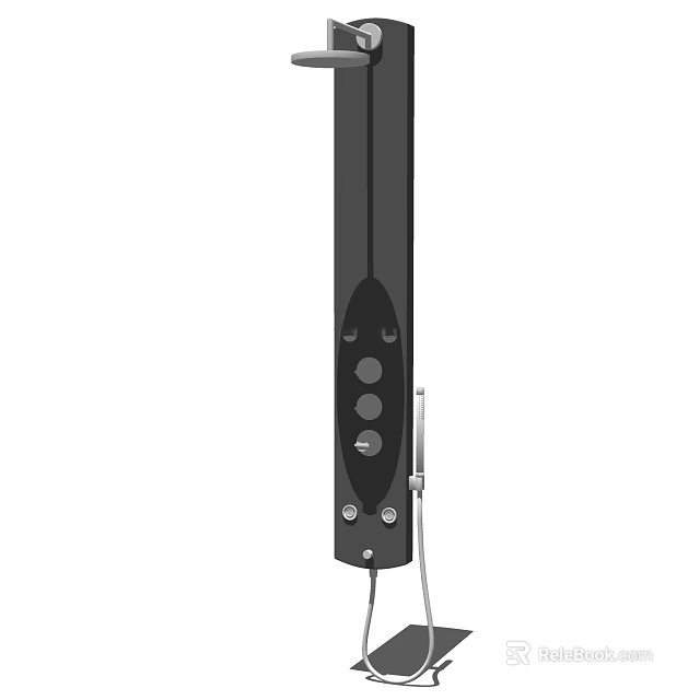 Black Vertical Shower Head With Multiple Spray Nozzles And Adjustable Design 3d model 