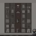 Modern Open Bookcase with Multiple Shelves Books and Decorative Lighting 3d model