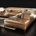 Modern Multiplayer Sofa Coffee Table Combination 3d model