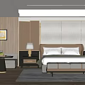 Modern Hotel Guest Room Interior With King Bed Sofa Area Rug And Decorative Painting
