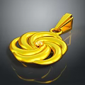 Gold Spiral Pendant Jewelry With Shiny Finish And Central Diamond Accent