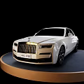Elegant White Luxury Car Showcased On Circular Display Platform With Black Background 3d model