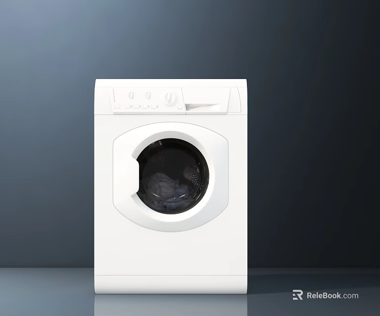 Modern White Front Loading Washing Machine With Sleek Design And Clean Look 3d model 