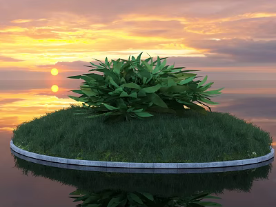 Flowers and Plants Shrub Grass Lawn Grass Green Plant Landscape Park City Greening Outdoor Sky HDR 3d model