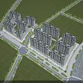 Aerial View Planning of Residential Complex with High Rise Buildings and Green Spaces