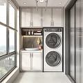 New Chinese Style Balcony Washing Machine Cabinet 3d model