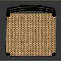 Modern Leisure Chair With Wooden Frame Slat Backrest Woven Seat Cushion And Dark Wooden Legs