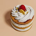 Layered Stacked Pancakes Topped with Whipped Cream Cherry and Lemon Slice