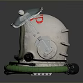 Vintage Diving Helmet With Transparent Visor Green Rim And Metal Components