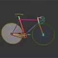 Red Road Bicycle with Black Seat White Rims and Gold Edges on Gray Background