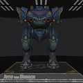 Smart Machine Robotic Figure Featuring Metallic Blue Armor And Mechanical Joints On Display Base 3d model