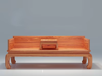 Traditional Chinese Solid Wood Arhat Bed With Backrest Armrests And Small Table 3d model