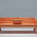 Traditional Chinese Solid Wood Arhat Bed With Backrest Armrests And Small Table 3d model