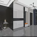 Modern Living And Dining Room Interior With Gray Sofa Round Coffee Table And TV Wall