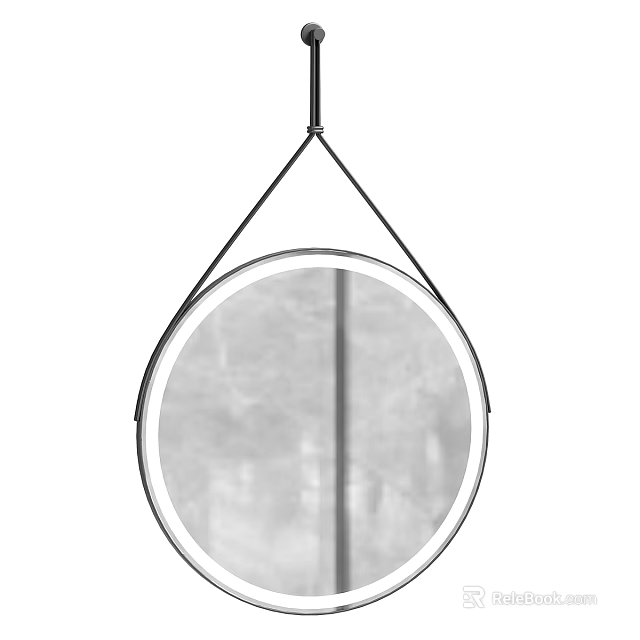 Modern Round Hanging Mirror With Sleek Metal Frame And Minimalist Design 3d model 