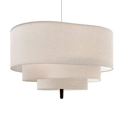 Three Layered Fabric Chandelier in Neutral Beige with Modern Sleek Lines and Design 3d model