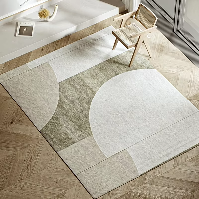 Modern Minimalist Square Rug With Geometric Pattern Neutral Colors For Wooden Floor Room Interior Decor 3d model