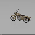 Vintage Royal Enfield Motorcycle With Tan Body Brown Leather Seat And Chrome Accents