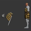 Detailed Medieval Weapons With Sword Shield And Helmet For Knightly Character
