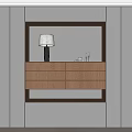 Modern Decorative Cabinet With Built-in Design Wooden Drawers Table Lamp And Decorative Items