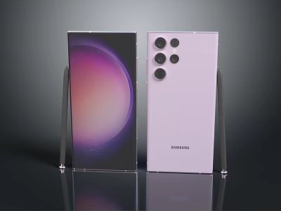 Samsung Purple Smartphone With Four Cameras And Gradient Front Screen 3d model