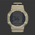 Sporty Casual Watch With Cream Strap Blue Dial Plastic Band And Digital Analog