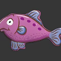 Pink Fish Shaped Plush Toy With Purple Spots Blue Fins And White Edges