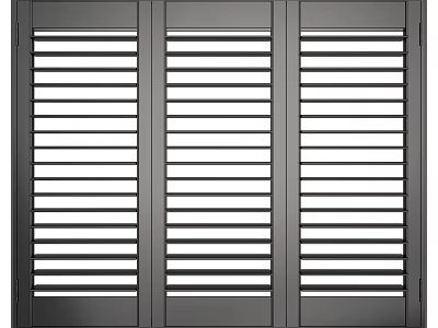 Stylish Dark Colored Blinds With Horizontal Slats 3d model