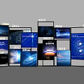 Tech Inspired Display Boards Featuring Timeline From 2008 To 2019 Blue Designs 3d model
