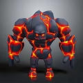 Game Movie Character Lava Giant With Stone Body Red Lava Patterns And Glowing Eyes