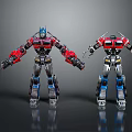 Two Robot Characters Featuring Red Blue Silver Mechanical Design Standing Pose Models 3d model