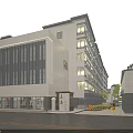 Modern Multi Story Residential Building With White Facade Large Windows And Street View