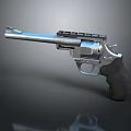 Silver Metal Revolver With Black Grip And Cylinder Close Up Design View