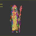 Traditional Tribal Character Wearing Feather Headdress And Glowing Staff With Mossy Attire
