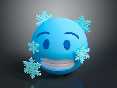 Festive Blue Smiling Emoji Decorative Ornament Set with Snowflakes Accents 3d model