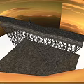 Detailed Architectural Metal Bridge Structure With Triangular Supports And Top Walkway