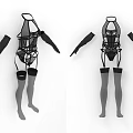 Fashionable Black Slim Fit Clothing With Halter Design And Leg Straps
