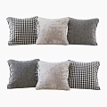Stylish Throw Pillows with Houndstooth Herringbone and Velvet Texture in Black White Gray Tones