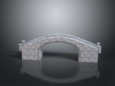3D Rendered Stone Arch Bridge Model With Symmetrical Structure And Reflection 3d model