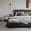 Modern Bedroom Interior Design With Large Bed Accent Chair And Decorative Painting