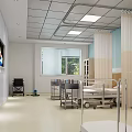 Spacious Hospital Ward Interior With Medical Beds Equipment TV And Curtains
