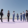 Many students, many people, group members 3d model