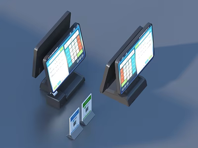 Practical Daily Use Electrical Appliances With Two Digital Screens And Small Information Display Cards 3d model