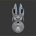 Sci Fi Starship Model Design With Disc Shaped Hull And Blue Engines 3d model