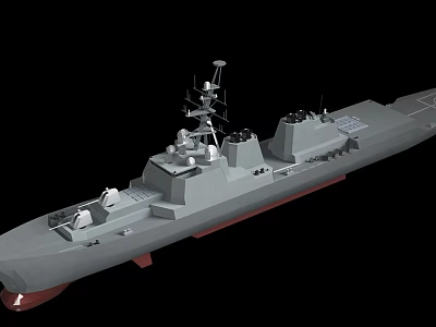 Modern Warship With Advanced Radar Systems And Turret Structures On Deck 3d model