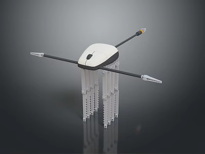 Futuristic Sci Fi Game Movie Character With White Body Black Extended Rods And Transparent Hanging Structures 3d model