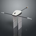 Futuristic Sci Fi Game Movie Character With White Body Black Extended Rods And Transparent Hanging Structures