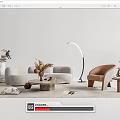 Modern sofa coffee table combination 3d model