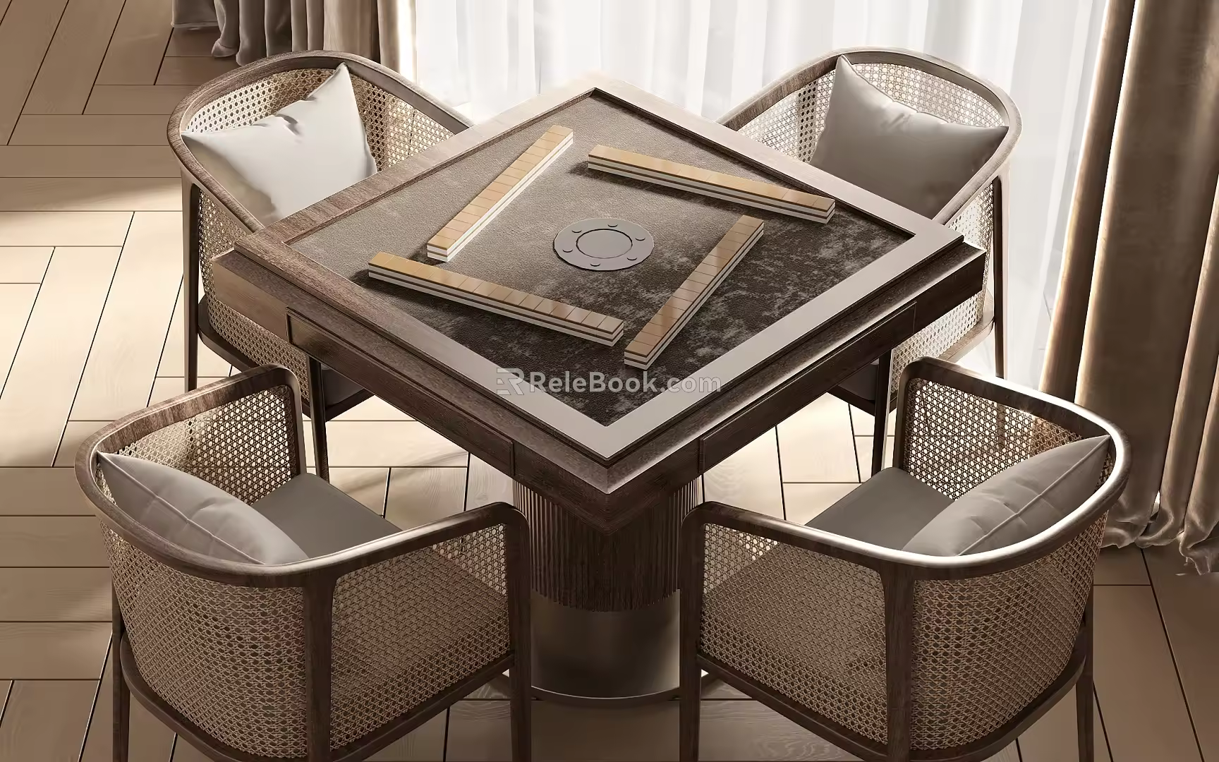 Mahjong Table and Chair Mahjong Table and Chair Combination 3d model